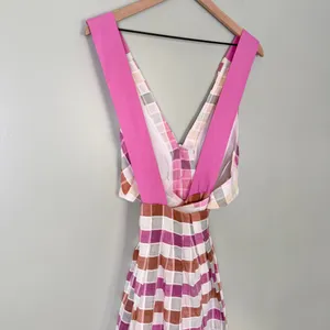 Maeve Anthropologie Ombré Plaid Midi Sundress Pink Orange White Women’s Size 2 thumbnail 8