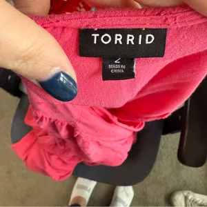 Torrid Midi Swiss Linen Surplice Dress Honeysuckle Pink 2X Valentines Day thumbnail 8
