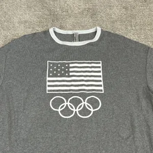 Skims Tee Shirt Womens Medium Olympic Oversized Team USA Gray Ribbed Lounge thumbnail 2