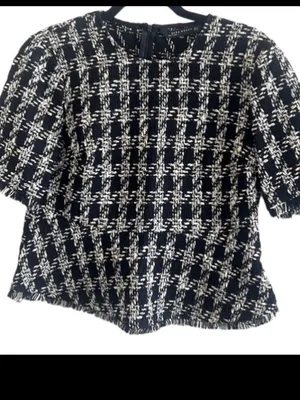 Zara Woman peplum tweed top NWOT thumbnail 2