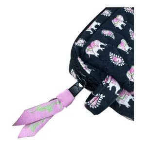 Vera Bradley Set of 2 Elephant Paisley Quilted Cosmetic Bags Black Pink Retired thumbnail 2