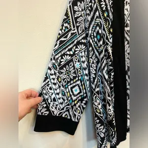 Vintage 90s TanJay Geometric Floral Cardigan M Boho Maximalist Artsy thumbnail 3