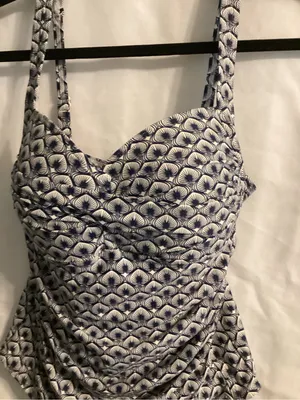 Bondeye Australia SZmaybe 14 D/DD Blue White 1Piece SwimSuit Sweetheart Ruched thumbnail 3