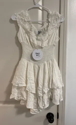 Princess Polly Cream Ruffled Tiered Mini Dress thumbnail 1