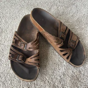 Birkenstock Granada Mocha Birkibuc Sandal Strappy Cushion Support Cork Slide On thumbnail 2