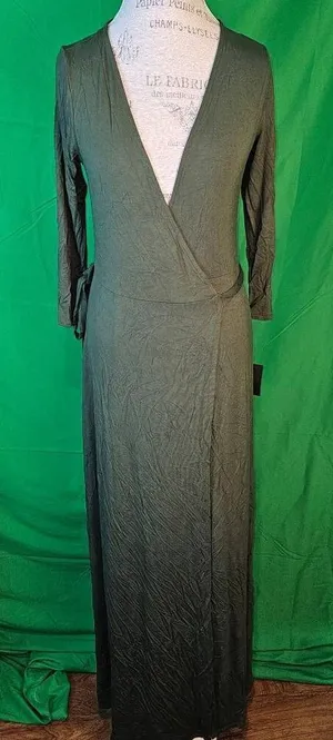 NWT‎ Lulu's Womens Olive Green Wrap Maxi Dress Large thumbnail 1