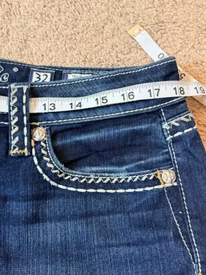 Miss Me Dark Wash Bootcut Jeans • White Stitching • Rhinestone Back Pockets • 32 thumbnail 10