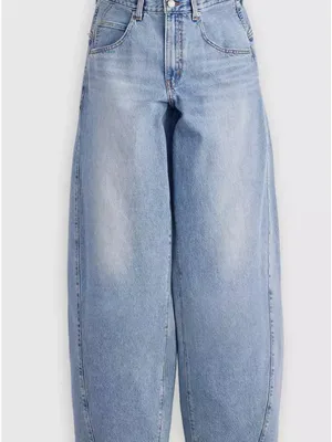New Levi's Premium 32x30 Super Baggy Barrel Women's Jeans Table Talk Medium Wash thumbnail 5