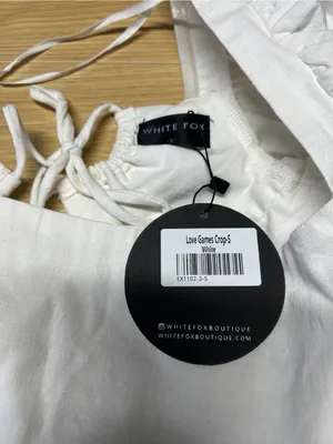 White Fox Boutique Love Games Crop Top White Puff Sleeve Size S NWT thumbnail 8