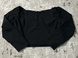 Abercrombie Best Dressed Black Sweetheart Crop Long Sleeve Blouse Size XXL thumbnail 1