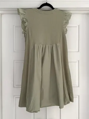 English Factory Mixed Media Mini Ruffle Sleeve Media Dress, Sage - Medium thumbnail 4