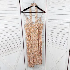 A Loves A Ditsy Floral Button Front‎ Spaghetti Strap Sundress Orange Pink Small thumbnail 9