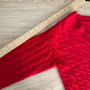 Alice + Olivia XS Ayden Crop Wool Cashmere Sweater‎ Cable Knit Red Valentines thumbnail 10