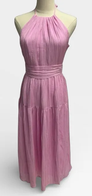 ASTR The Label Halter Neck Midi Maxi Open Back Light Pink SMALL thumbnail 1