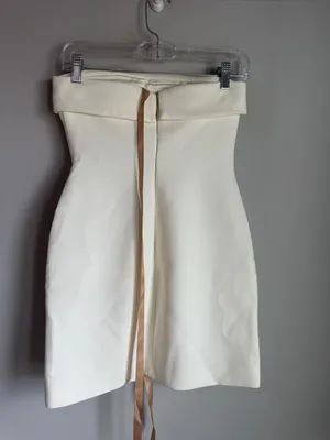 NEW Meshki Abbie Strapless Suiting Mini Dress - Ivory XS thumbnail 4