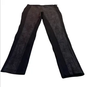 Zara W&B Collection Black Skinny Ankle Pants with Textured Panel Size Large thumbnail 3