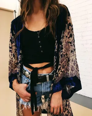 12th Tribe shawl wrap velvet festival kimono thumbnail 2