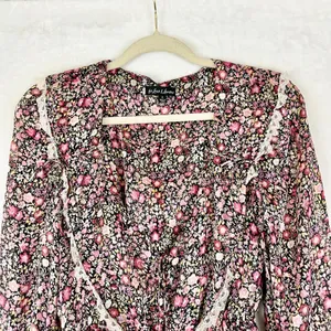 For Love & Lemon Grace Mini Dress Size Small Floral Lined Boho Prairie Feminine thumbnail 6