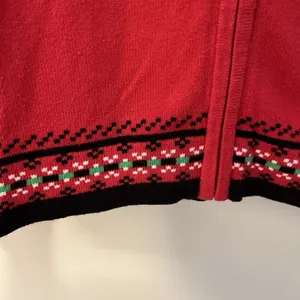 Target Vintage Zip Up‎ Red Ugly Christmas Shoes Bells Cardigan Sweater Size M thumbnail 6