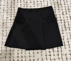 O.VIANCA — High Waist Black Button-Front A-Line Skirt thumbnail 1