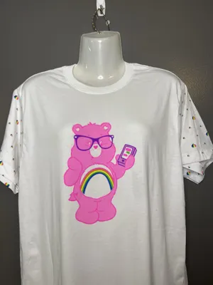 Care Bears Shirt Womens Medium White Cheer Bear Rainbow Graphic Tee Cartoon thumbnail 1