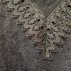 En Crème Black V Neck Lace Collar Fuzzy Sweater Womens S Whimsigoth Witchy thumbnail 4