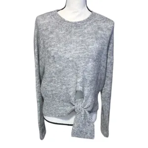 Petal & Pup Captivate Tie Hem Sweater Gray Cozy thumbnail 3