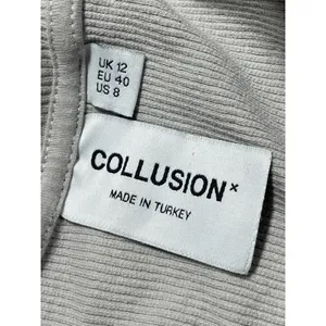 Collusion Gray Long Sleeve Ribbed Knit Thong Collared Polo Bodysuit Top Size 8 thumbnail 3