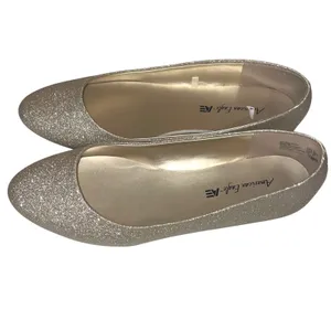 American Eagle Womens Champagne Gold Glitter Ballet Flats Round Toe Size 9 thumbnail 3