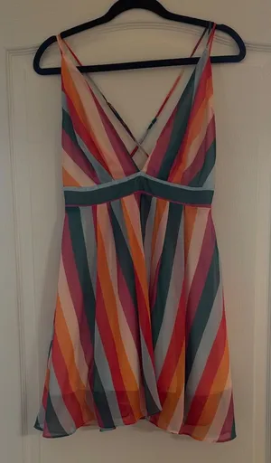Essue Multi-Color Striped Spaghetti Strap Dress thumbnail 1