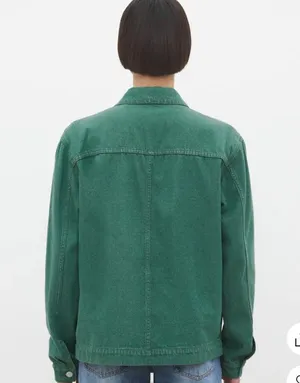 Munisa Green Denim Jacket Size M thumbnail 3