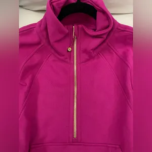 Lululemon NWT Scuba Oversized Funnel Neck Half Zip Ripened Raspberry Gold M L thumbnail 10