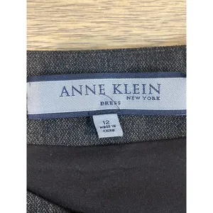 Anne Klein Dress Brown Metallic Thread Bead Detail Star Neck Sheath Size 12 thumbnail 2