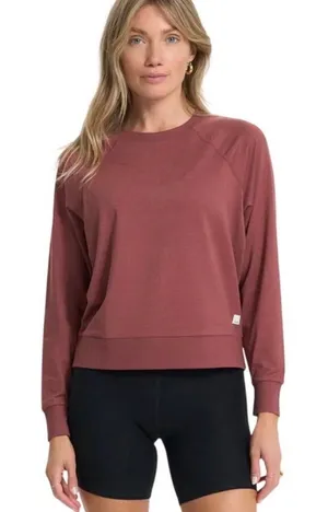 Vuori XS Halo Long Sleeve Crewneck in Rosewood Pink thumbnail 1