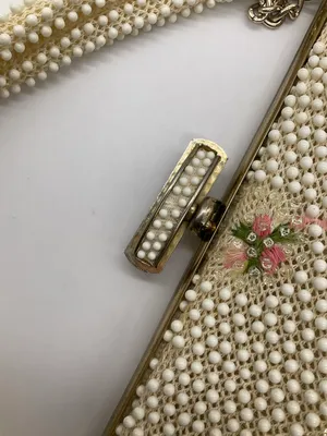 VINTAGE CORDÉ BEADS HANDBAG White thumbnail 3
