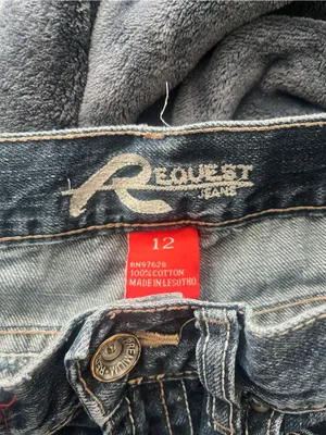 Request Jeans Girls 12 Y2K Dark Wash Distressed Straight Leg Embroidered Denim thumbnail 14