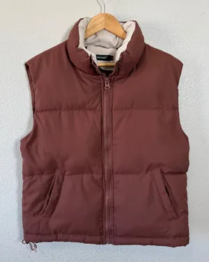 WOTOZR Puffer Vest Womens Size M Brown High Neck Zip‎ Up Sleeveless Quilted thumbnail 1