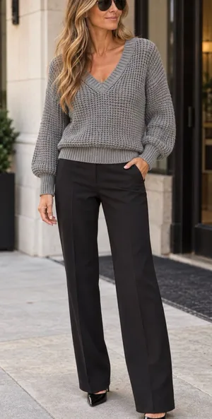 J. Crew 100% Cotton Gray V-Neck Chunky Knit Pullover Sweater thumbnail 1