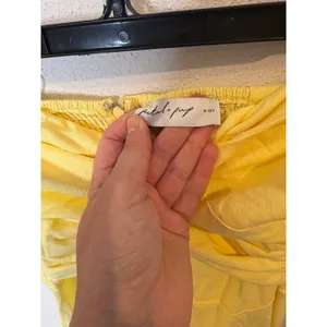 Petal and Pup Yellow Strapless Twist Front Cutout Linen Blend Midi Dress US 6 thumbnail 2