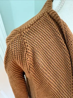 Lands' End Open-Front Knit Cardigan in Warm Brown Cotton Size‎ XS 2-4 thumbnail 3
