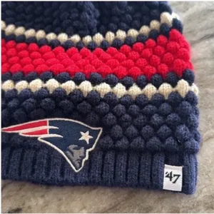 Patriots Fan Knit Beanie - Navy, Red, and Cream thumbnail 2