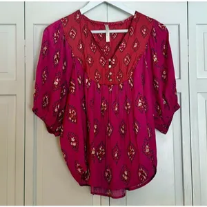By Anthropologie pink boho dolman sleeve blouse M thumbnail 4
