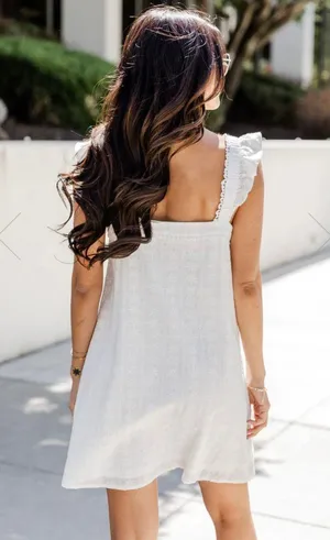 Pink Lily ALWAYS ON MY MIND WHITE EYELET MINI DRESS thumbnail 4