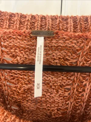 EUC Free People Medium Cable Knit Cotton Acrylic Sweater Burnt Orange thumbnail 2