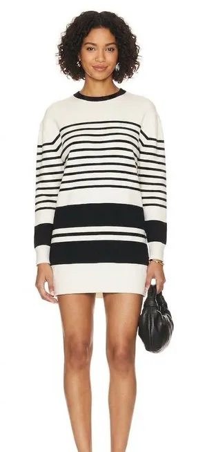Lovers and Friends Aurora Striped Sweater Dress Black White Women's Size XS thumbnail 1
