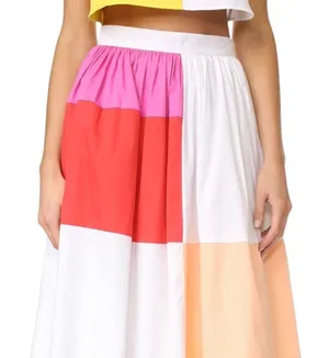 The Lines In Between Cotton Patchwork Midi Skirt thumbnail 1