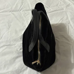 Scout Velvet Black Mini Tote With Dual Handles & Gold Quilted Interior Zip Close thumbnail 3