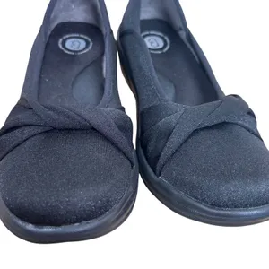 Bzees Paris Womens 7M Black Shimmer Slip On Flats Machine Washable Comfort thumbnail 6