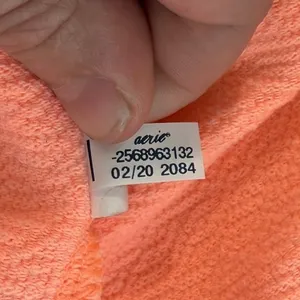 Aerie Waffle Knit Crewneck Sweatshirt Peach Coral Slit Oversized‎ Cozy Basic XS thumbnail 6