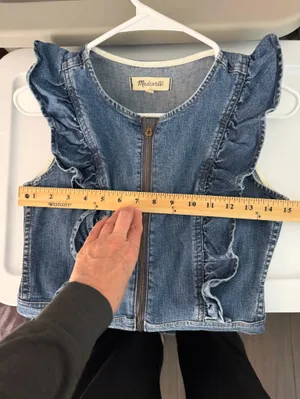 Madewell Denim Ruffle-Sleeve Zip-Front Jumpsuit Stretch Indigo 00 thumbnail 8